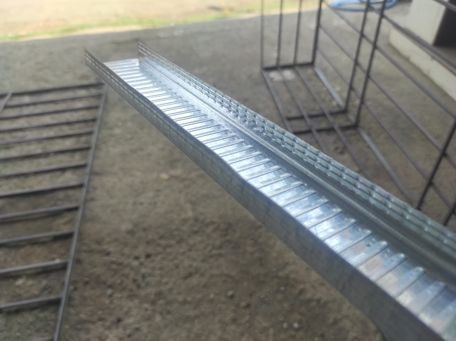 Galvanized steel channel profile angled perspective
