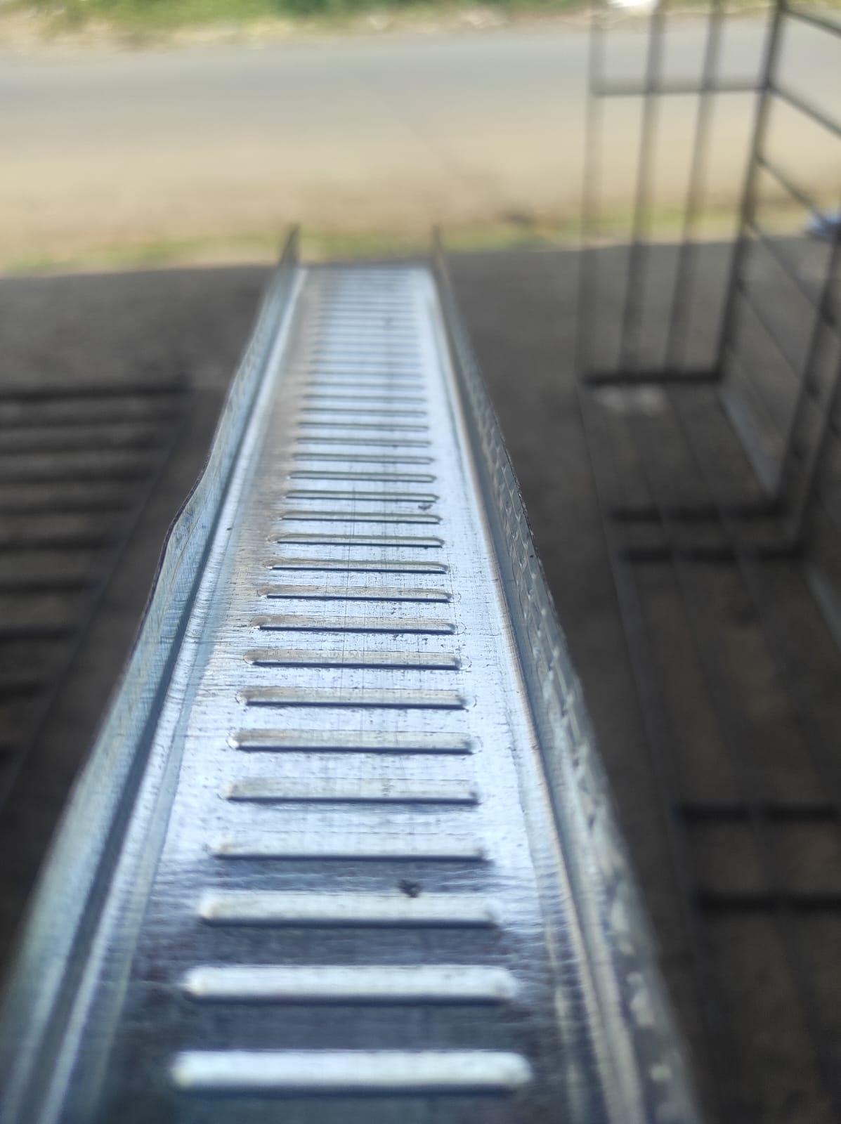 Galvanized steel channel with punched slots top view